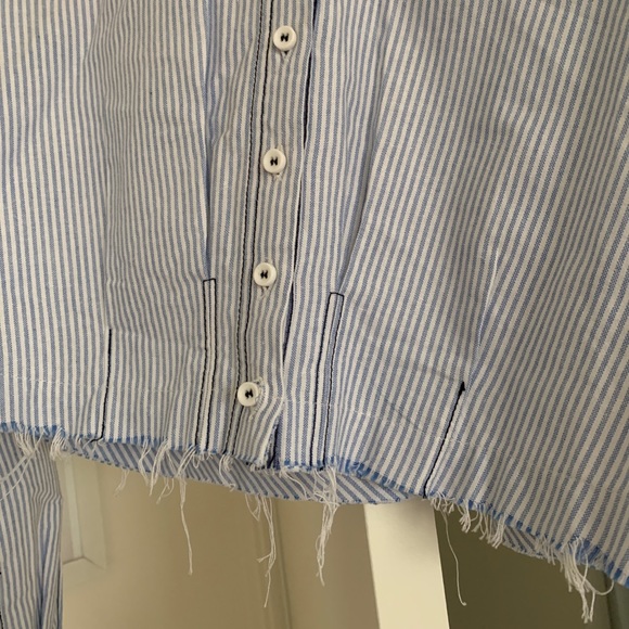 Free people pin stripe cut off button up - Picture 6 of 9